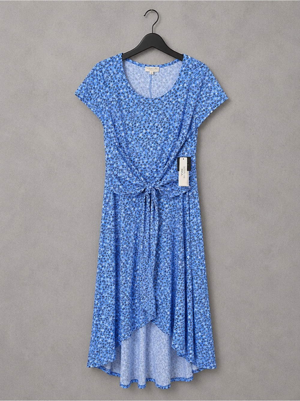 NWT Signature by Robbie Bee Blue Floral Dot Hi-Low Midi Dress XL